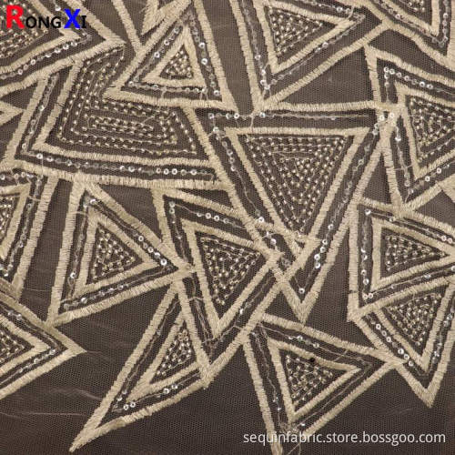 New Design Beaded White Embroidery Polyester Fabric